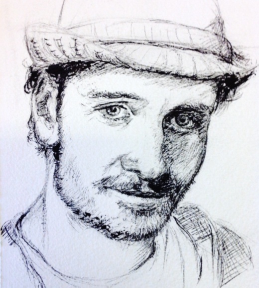Ink Sketch of man in a hat